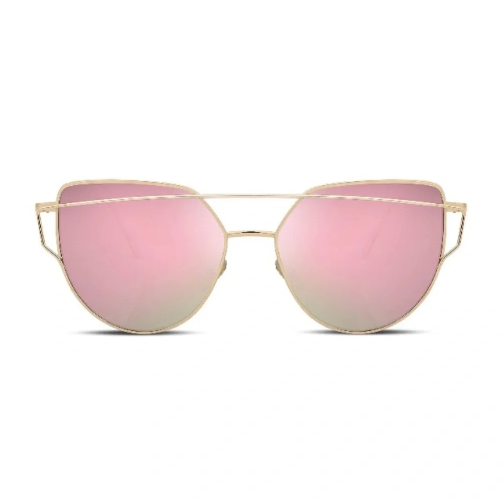 Pink Gold Mirrored Cat Eye Aviators - Picture 2 of 3